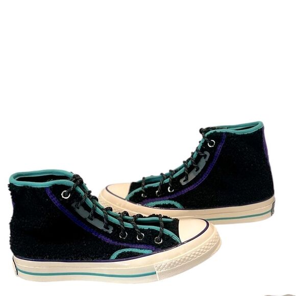 Converse Chuck 70 High Retro Sherpa Black & Blue Sneakers W7.5/M5.5 - Picture 2 of 7